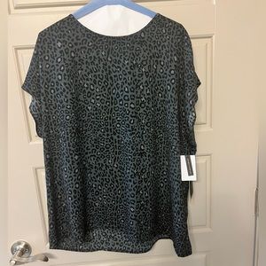 Halogen Plus Blouse - Grey Cheetah Print - 1X